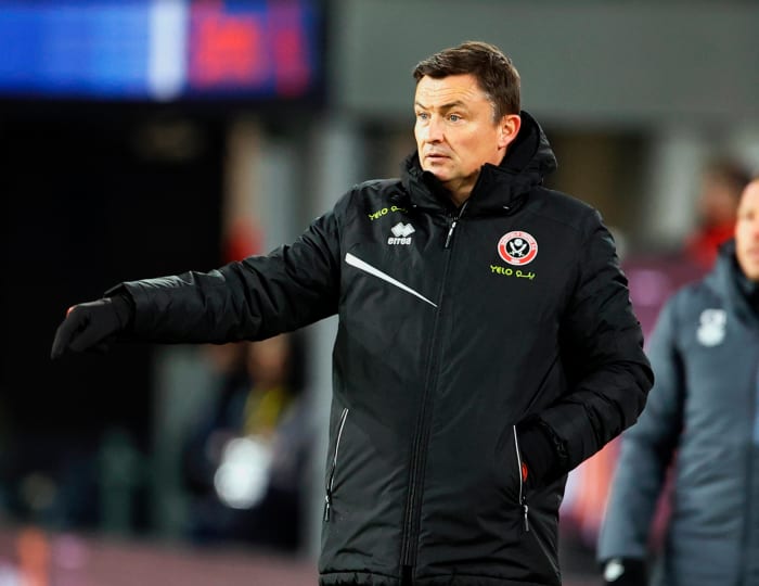 Paul Heckingbottom pictured during his final game as Sheffield United manager, a 5-0 defeat at Burnley in December 2023